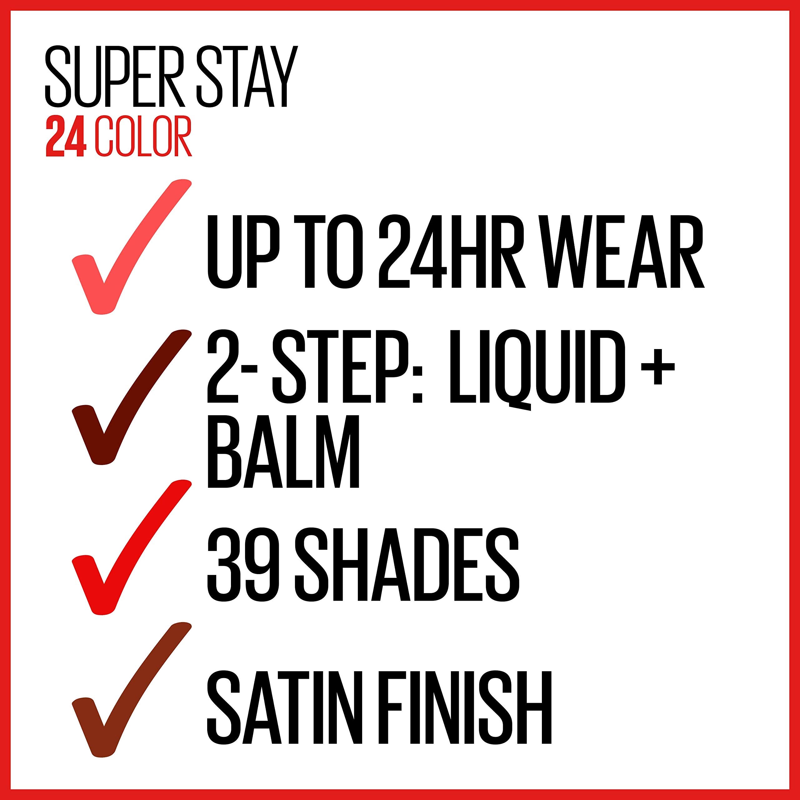 Maybelline Super Stay 24, fórmula sin transferencia para comidas y bebidas.