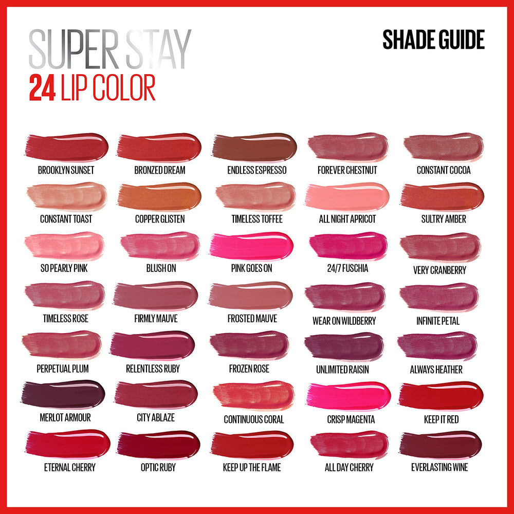 Rosa neón de Maybelline Super Stay 24 para un acabado llamativo.
