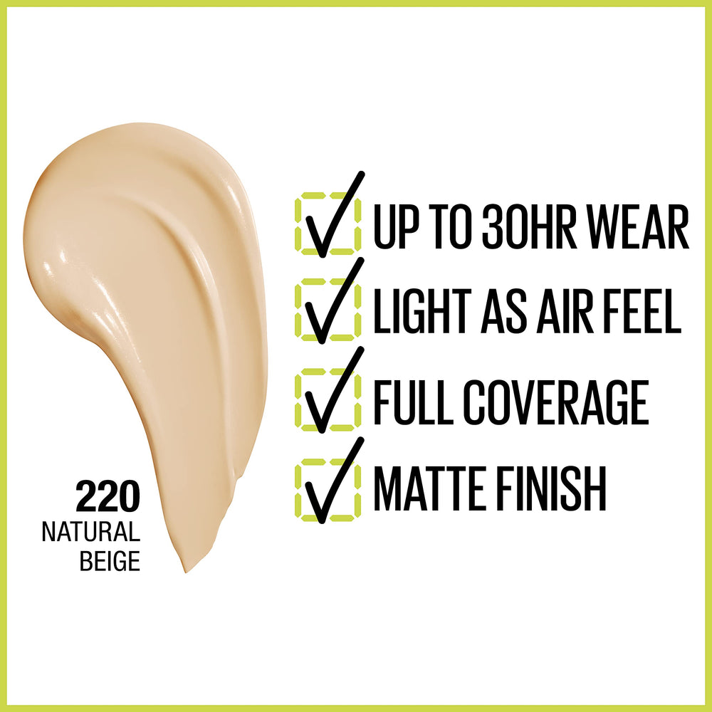 Maybelline Super Stay muestra tono natural: comparación de color para piel equilibrada.