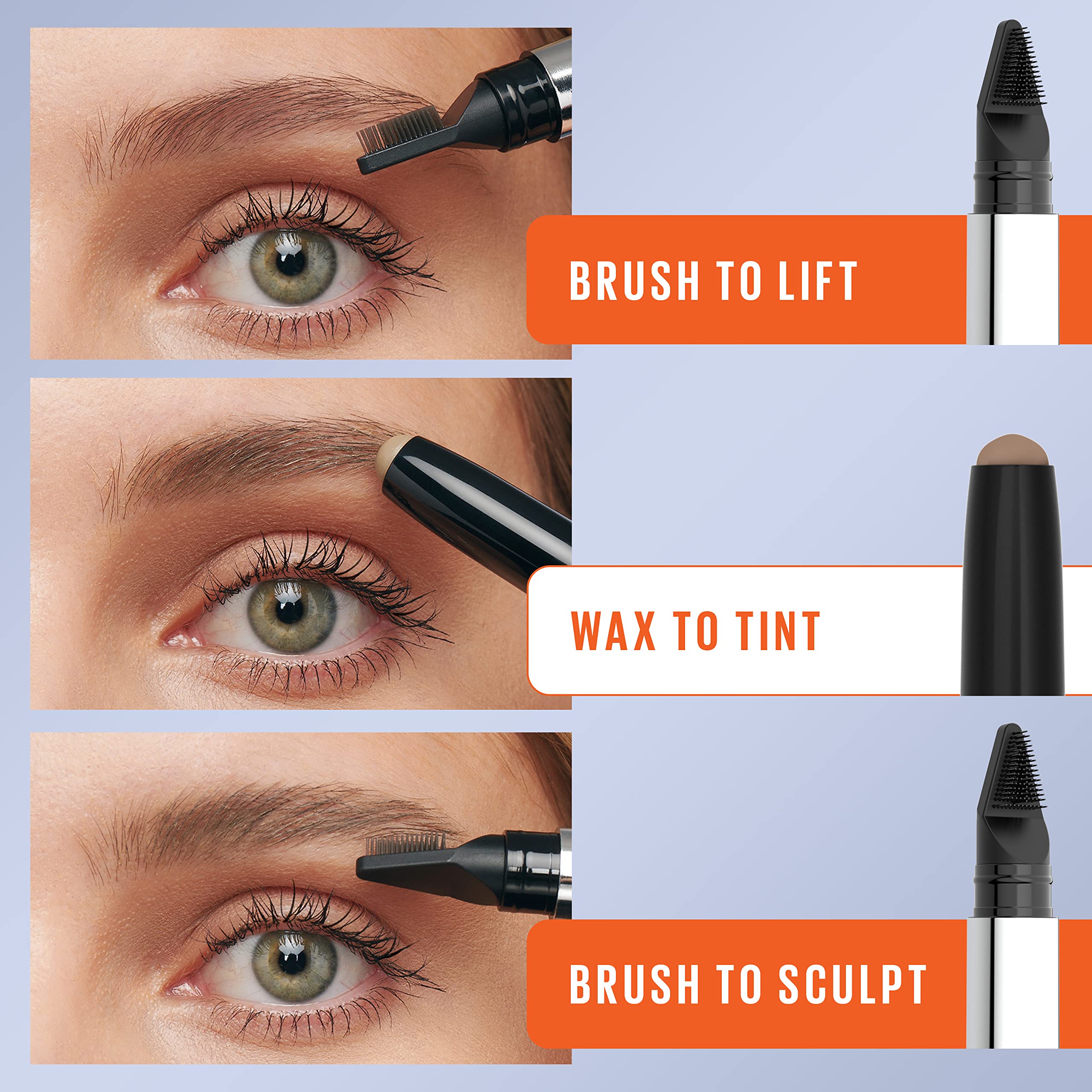 Maybelline TattooStudio Brow Lift Stick, cera acondicionadora que suaviza y fija cejas.