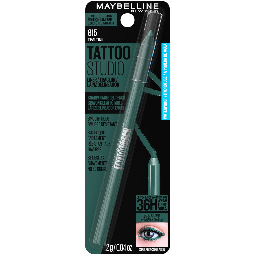 Delineador MAYBELLINE Tattoo Studio Tealtini con duración de 36 horas.