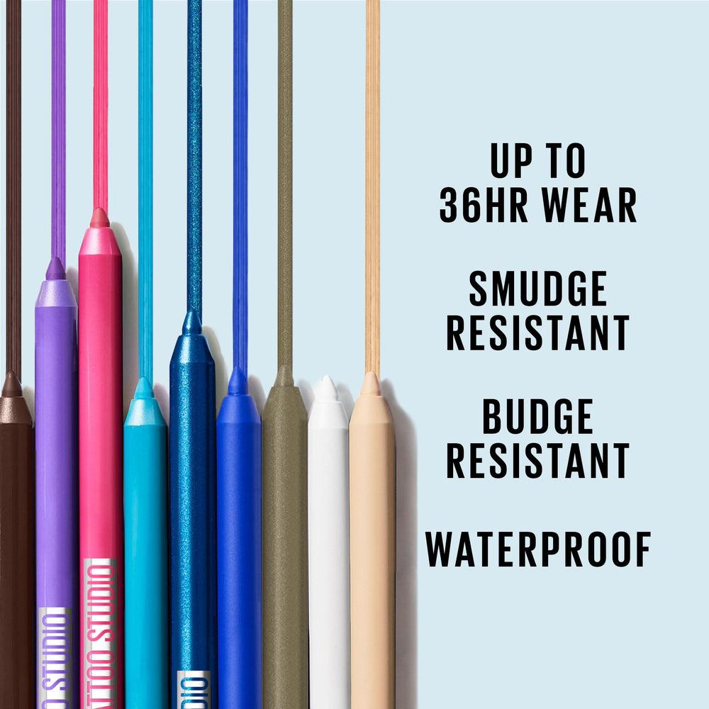 Maybelline Tattoo Studio delineador resistente al agua, mantiene la línea sin retoques.