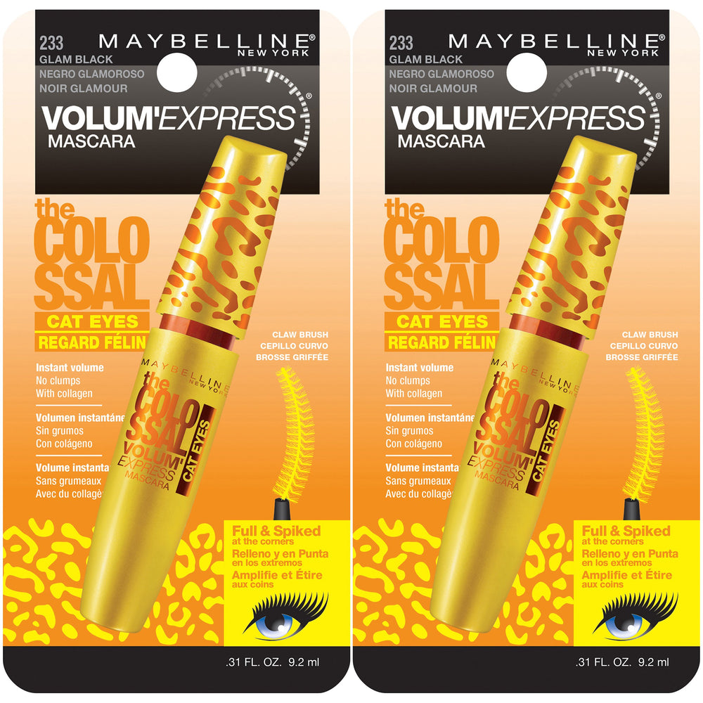 Maybelline Volum' Express Colossal Cat Eyes con brocha garra para volumen instantáneo.