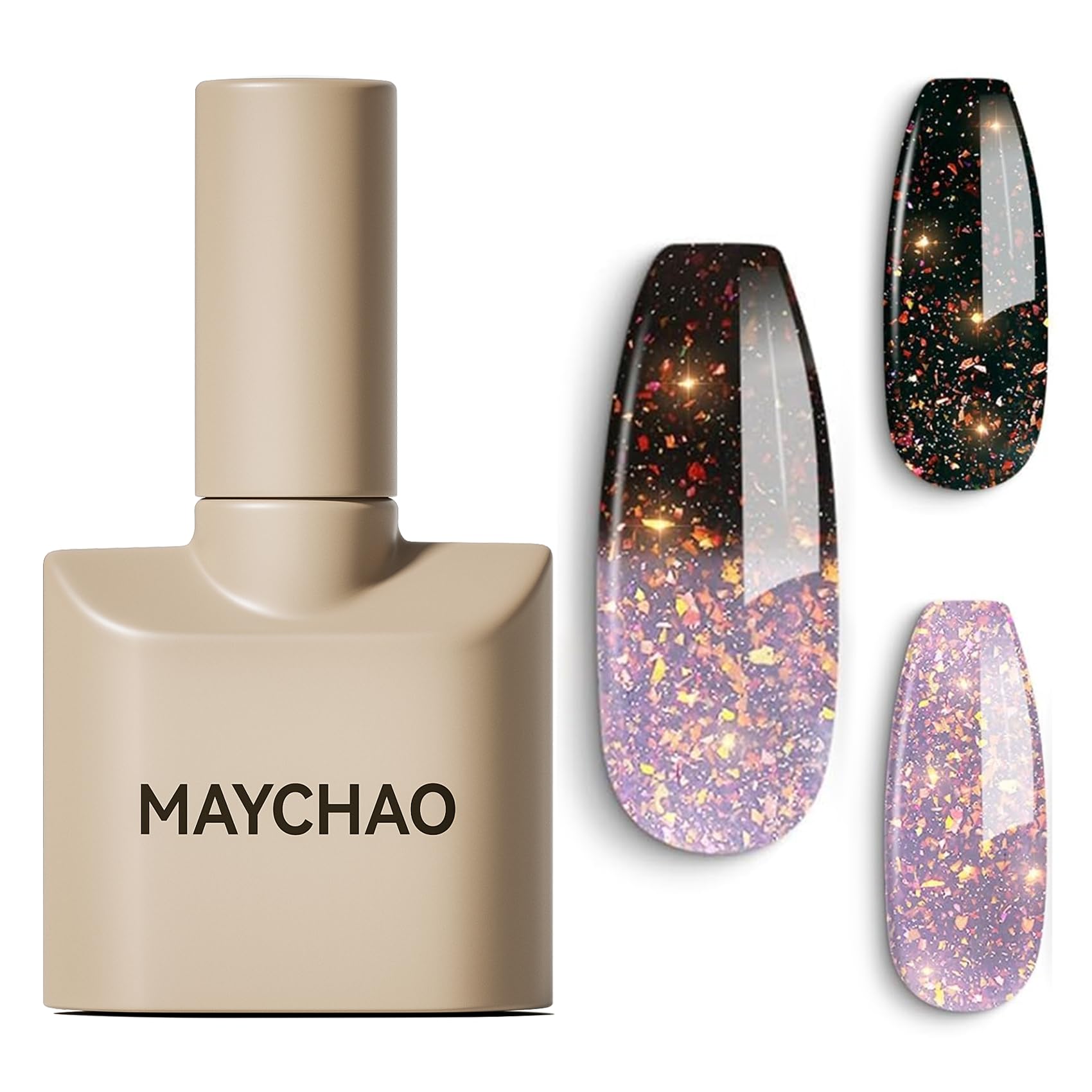 MAYCHAO BarCode brillo cambia de color según temperatura, ideal para uñas.