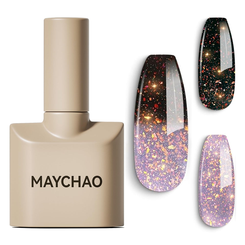 MAYCHAO BarCode brillo cambia de color según temperatura, ideal para uñas.