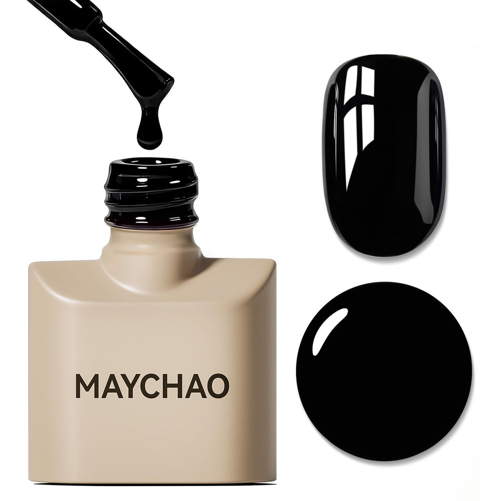 MAYCHAO esmalte gel negro 15ml en botella elegante, listo para uñas