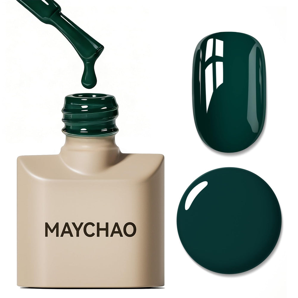 MAYCHAO gel esmeralda, bote, acabado brillante y duradero para uñas.