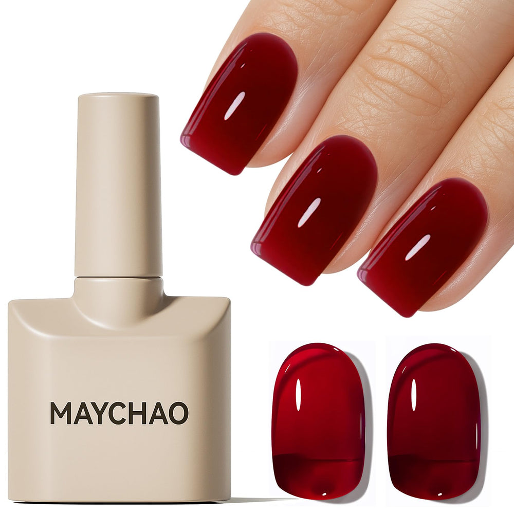 MAYCHAO Jelly Burgundy manicura en casa, opción práctica para DIY.