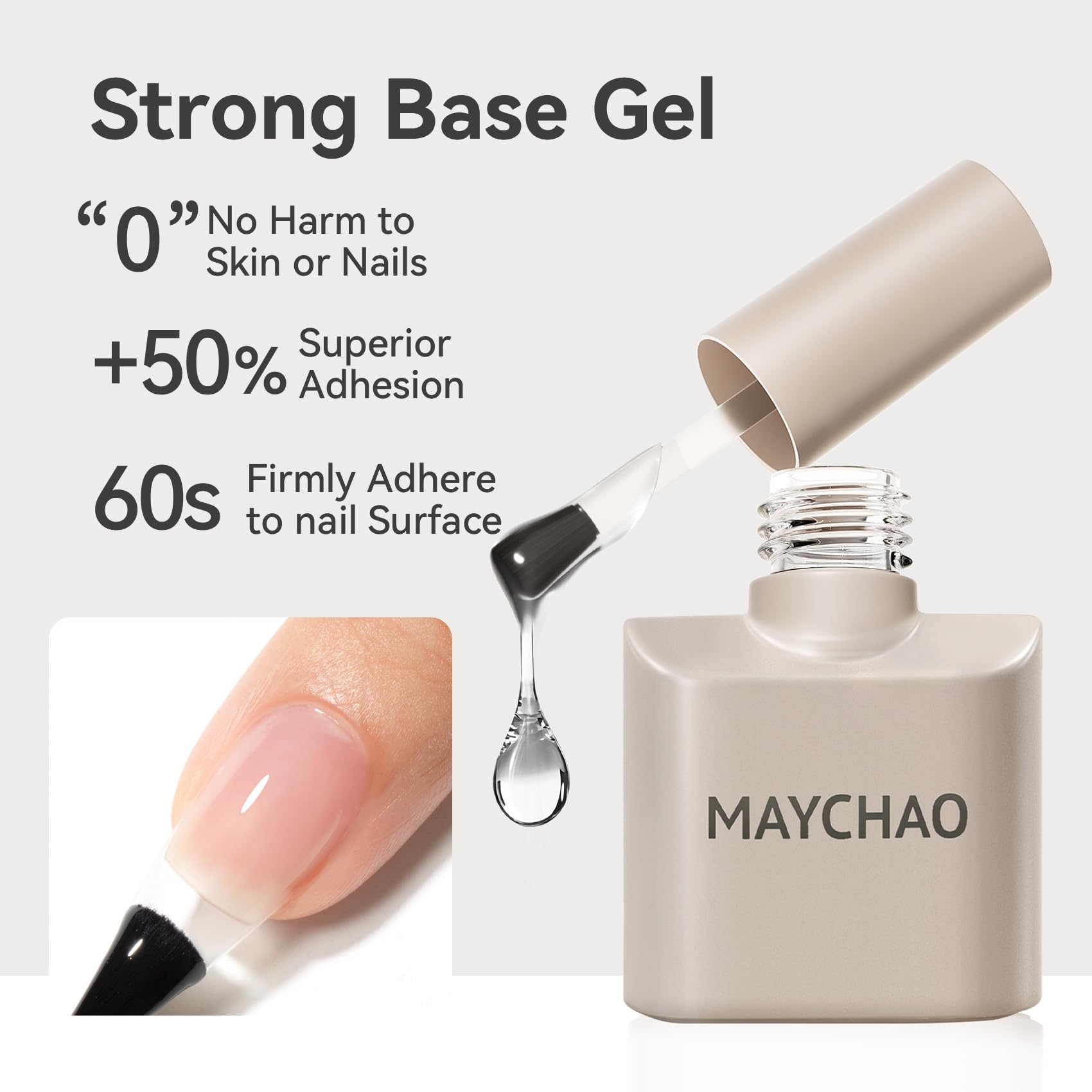 MAYCHAO uñas con gel brillante para un acabado liso.