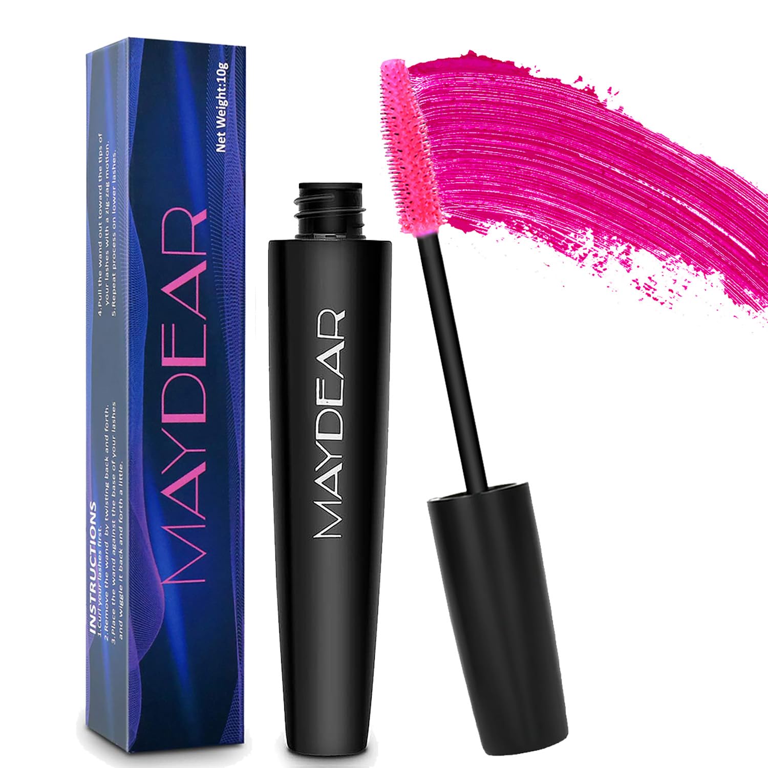 Maydear Máscara Rosa, volumen instantáneo para pestañas definidas.