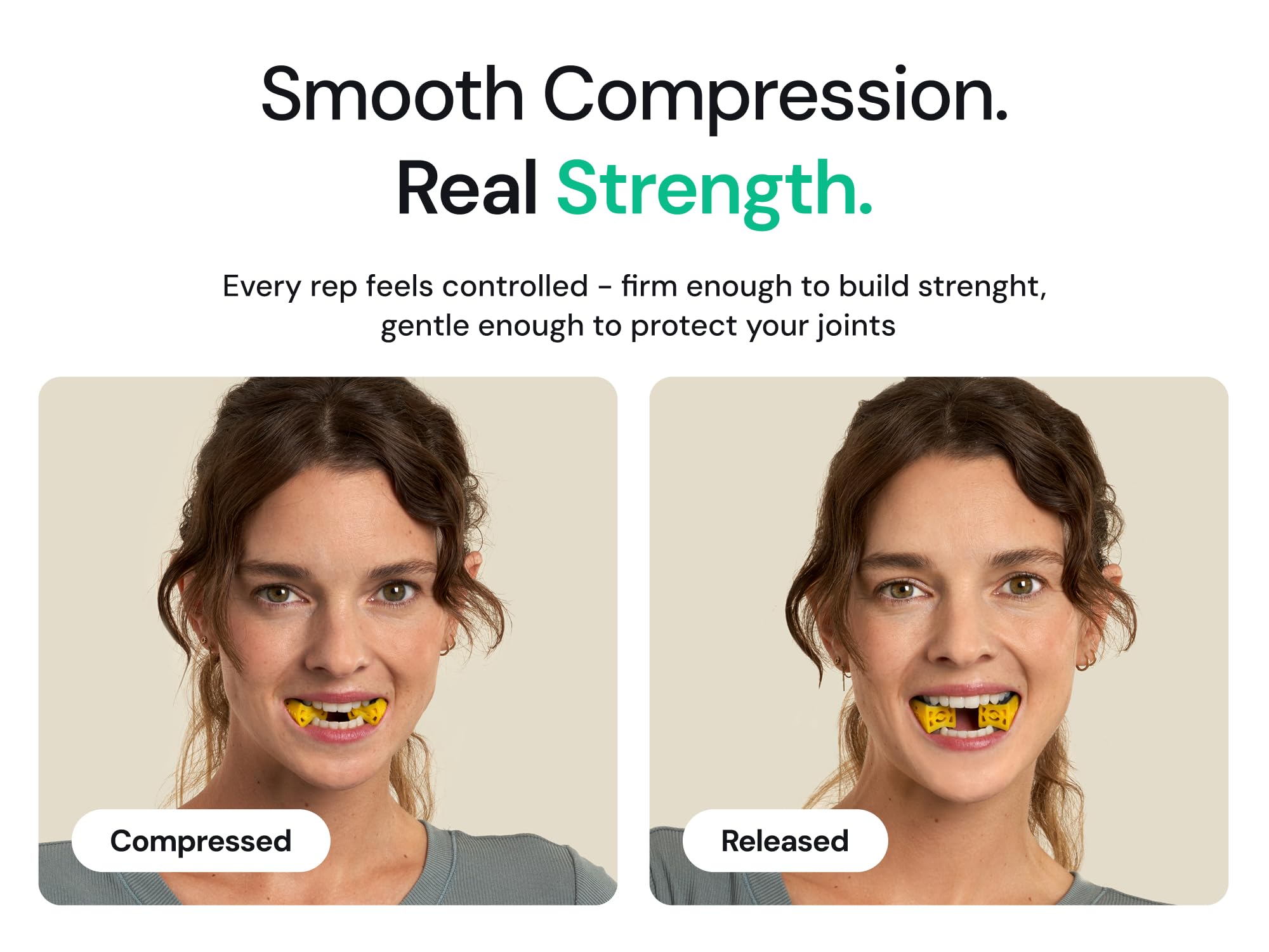 Mayena Jaw Exerciser Core, diseño duradero con control de presión.