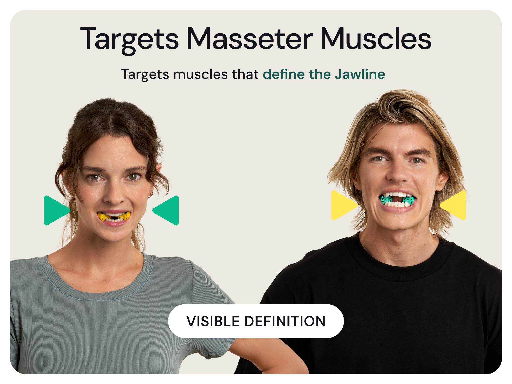 Mayena Jaw Exerciser Core, uso diario compacto para entrenar en casa.