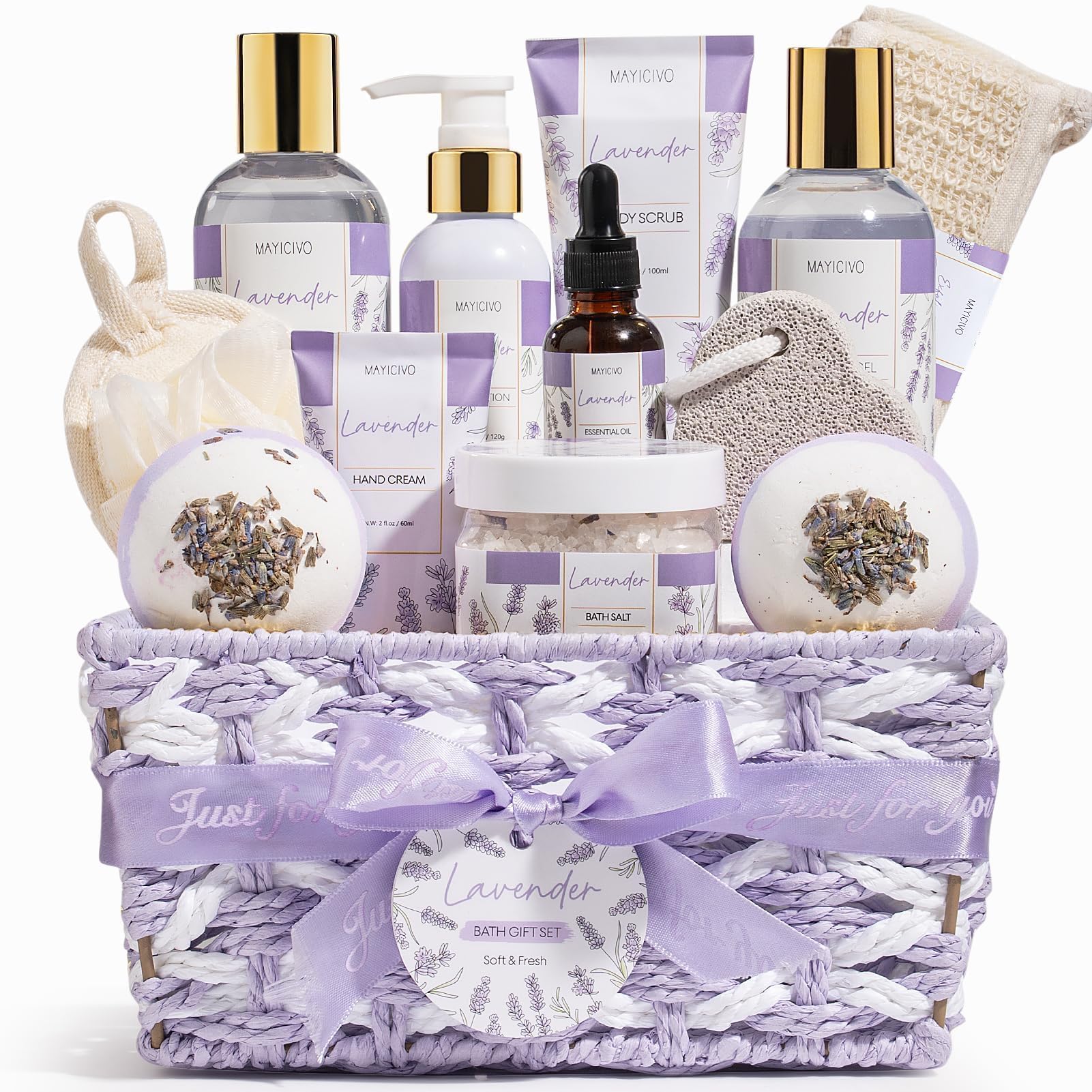 MAYICIVO cesta regalo baño lavanda, experiencia spa en casa para consentir