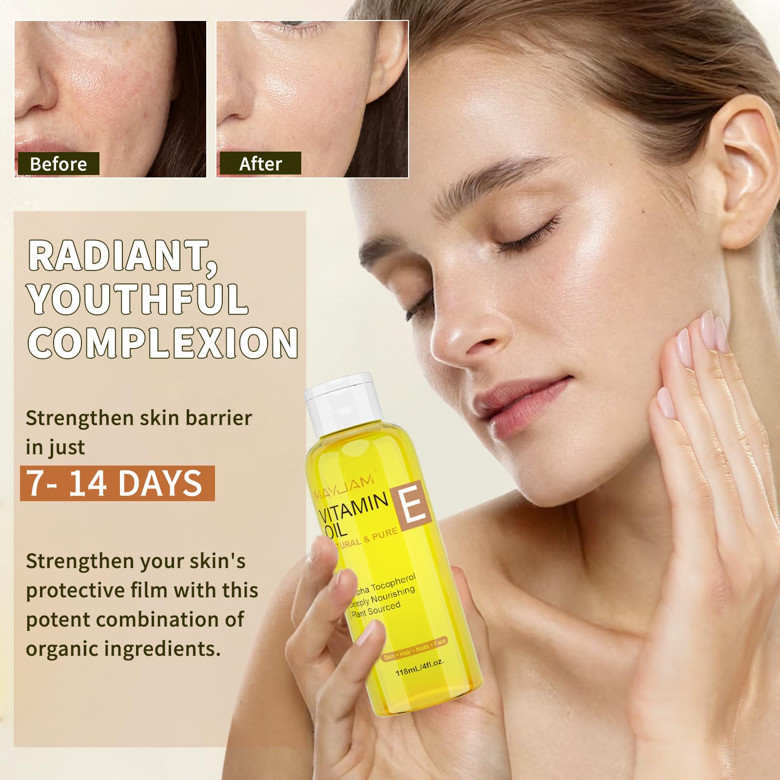 MAYJAM Aceite Vitamina E para el cuidado del cabello y nutrición capilar.