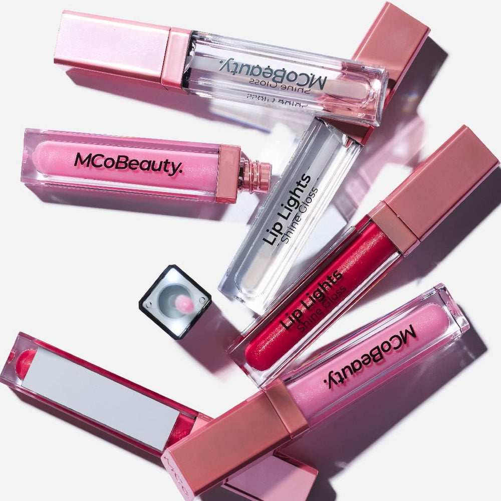 MCoBeauty Lip Lights Shine Gloss con espejo integrado para retoques rápidos