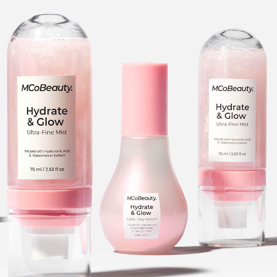 MCoBeauty bruma con aloe y ácido hialurónico para hidratación ligera.