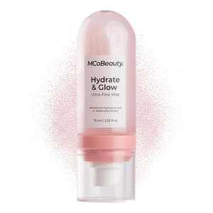 MCoBeauty bruma ultrafina hidrata el rostro con brillo suave.