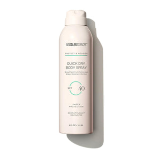 MDSolarSciences Quick Dry SPF 40, botella 360° para cobertura rápida.