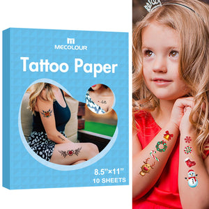 MECOLOUR papel tatuaje temporal láser frente: impresión nítida para un look real