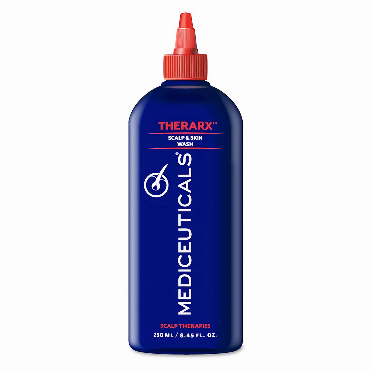 Mediceuticals TheraRx lavando cuero cabelludo y piel con envase práctico para uso diario