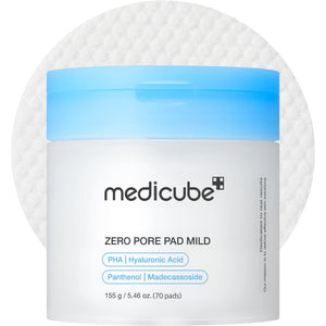 medicube tonico cero poros suave 2.0, empaque visible, exfoliación suave para poros más limpios.