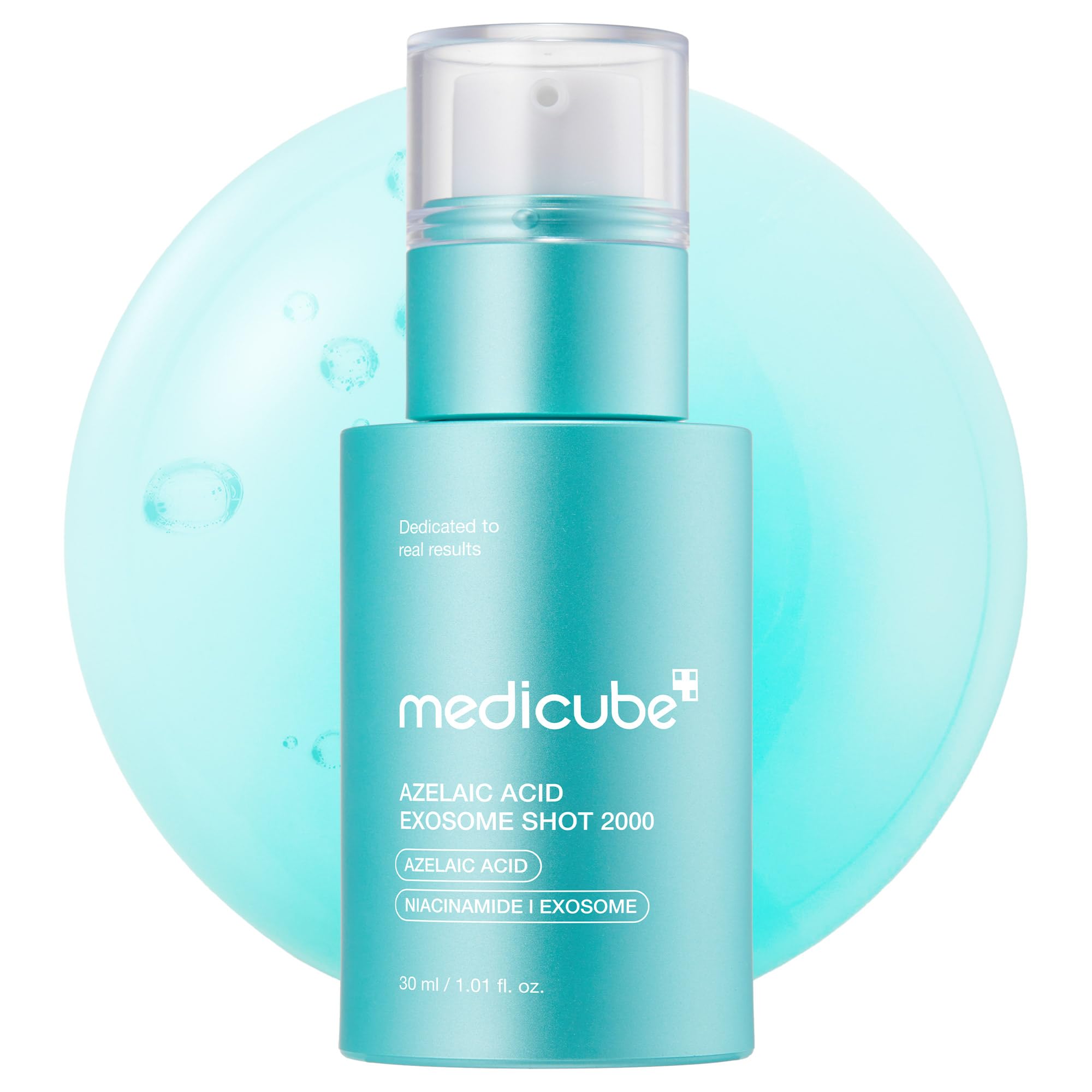 medicube Exosome Shot con ácido azelaico 2000ppm en botella para calmar el enrojecimiento.
