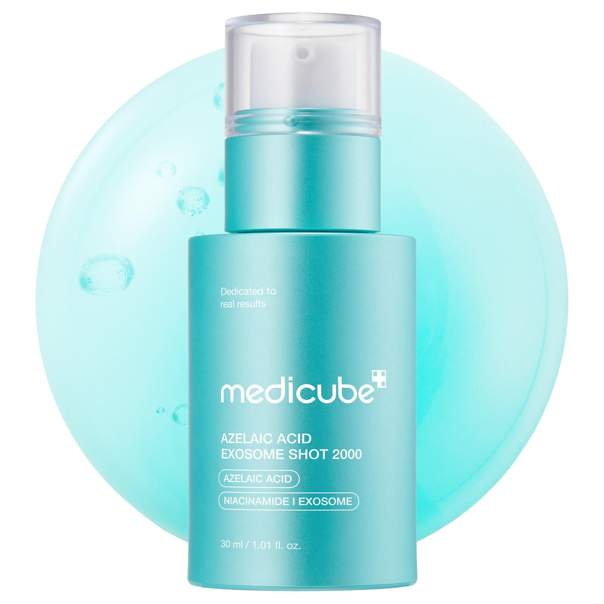 medicube Exosome Shot con ácido azelaico 2000ppm en botella para calmar el enrojecimiento.