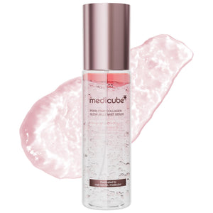 Medicube sérum en gel bruma rosa en botella para hidratación diaria.