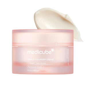 Medicube Triple Collagen Cream, bote, hidratación profunda para piel seca.
