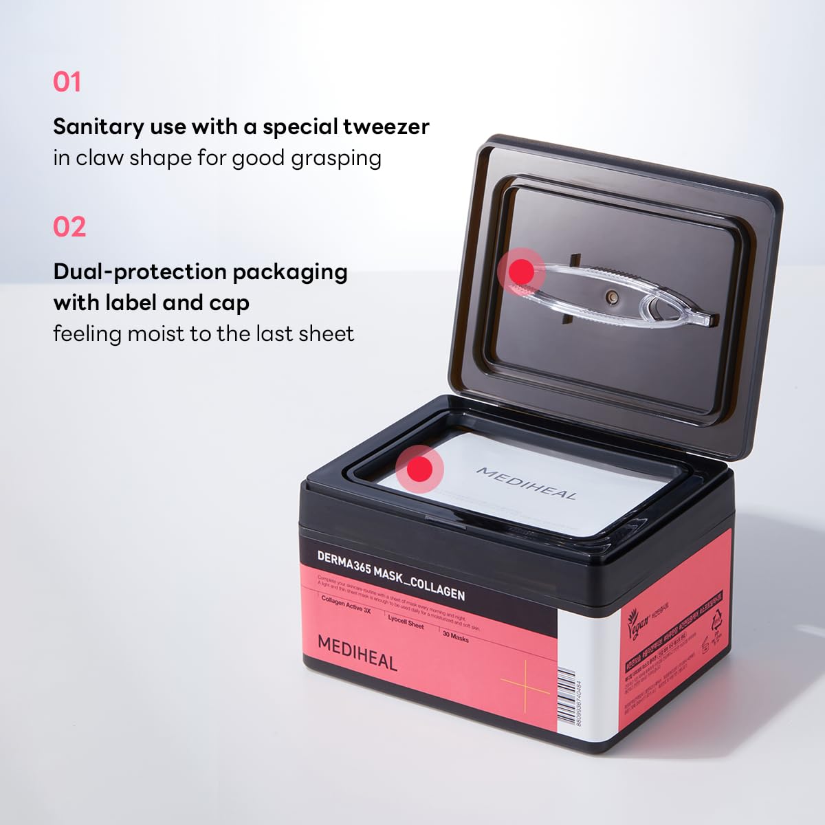 Envase de doble protección de Mediheal Derma 365 para conservar higiene.
