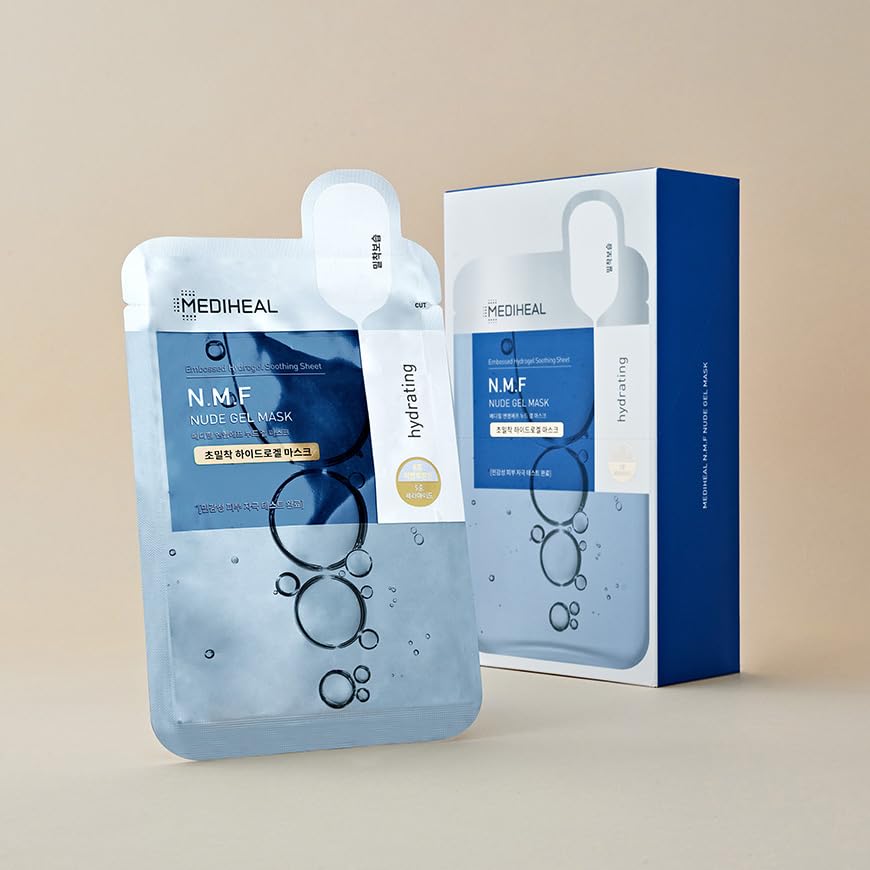 Mediheal NMF Nude Mascarilla hidrogel adherente: cobertura facial completa y suave.