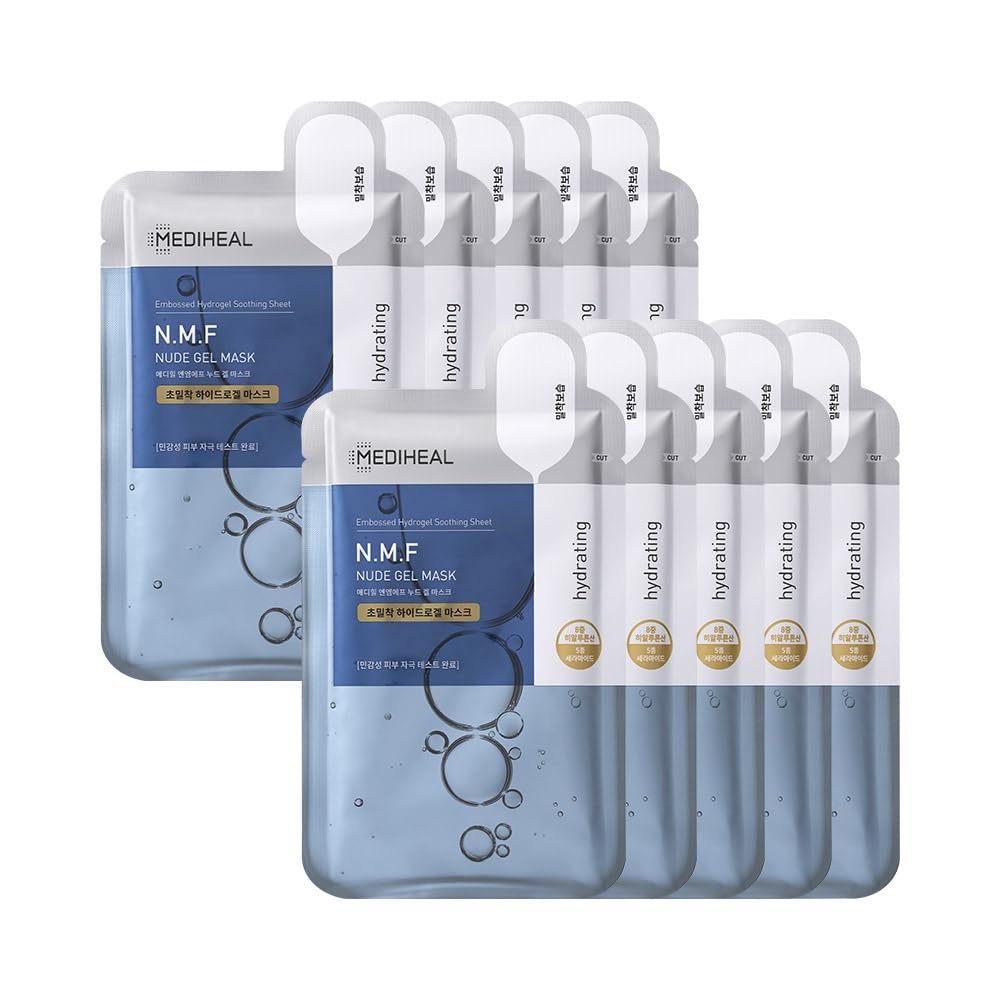 Mediheal NMF Nude Mascarilla hidrogel relieve: adherencia precisa para hidratación profunda.