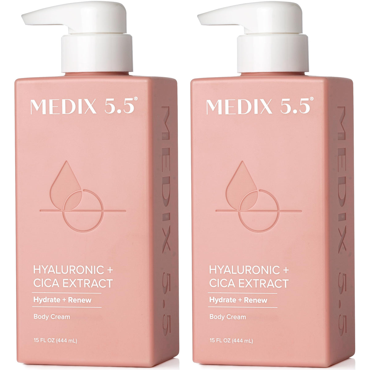 Medix 5.5: botella de loción corporal con ácido hialurónico para hidratación diaria.