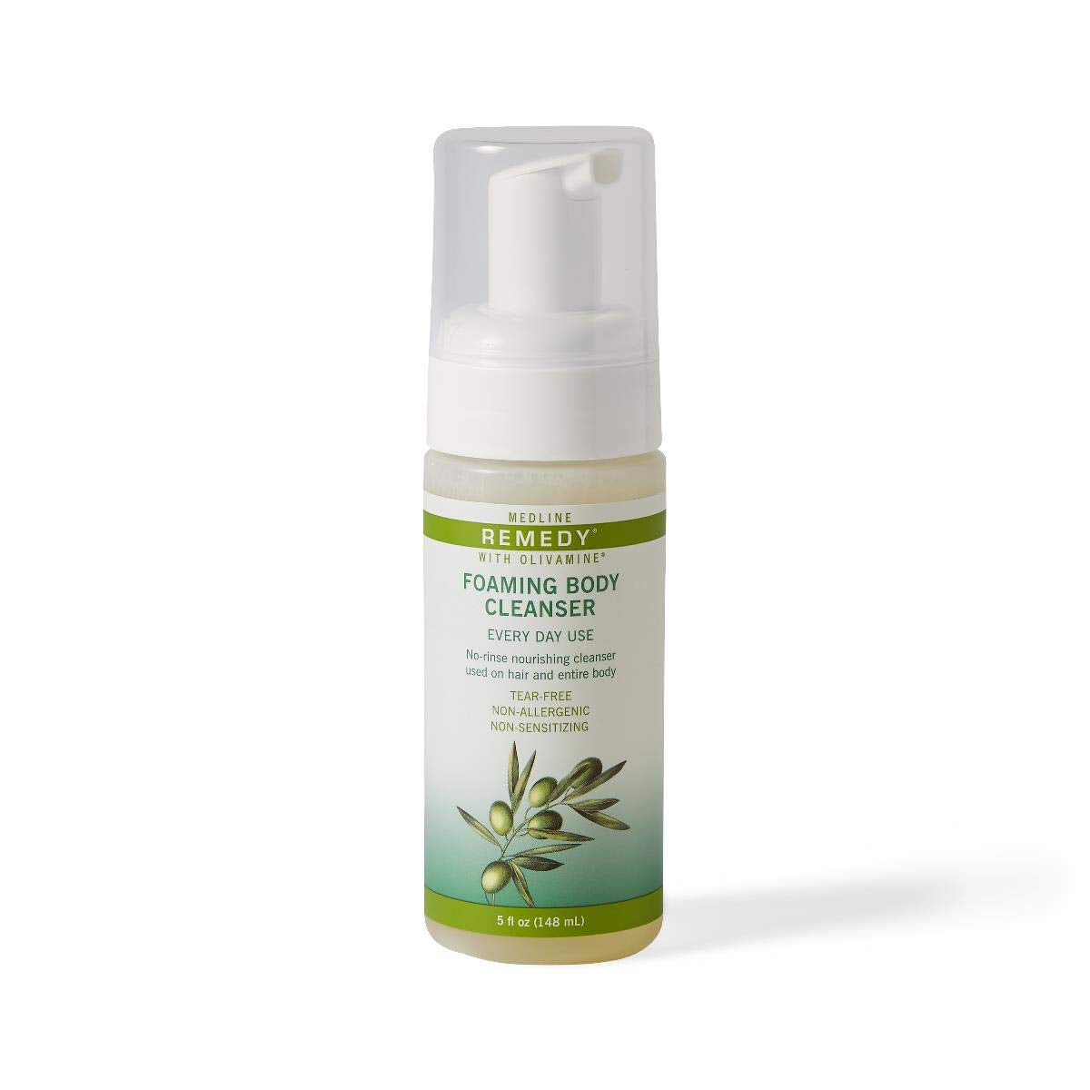 Medline Remedy Olivamine, botella con dosificador de 5 oz, espuma suave para uso diario.