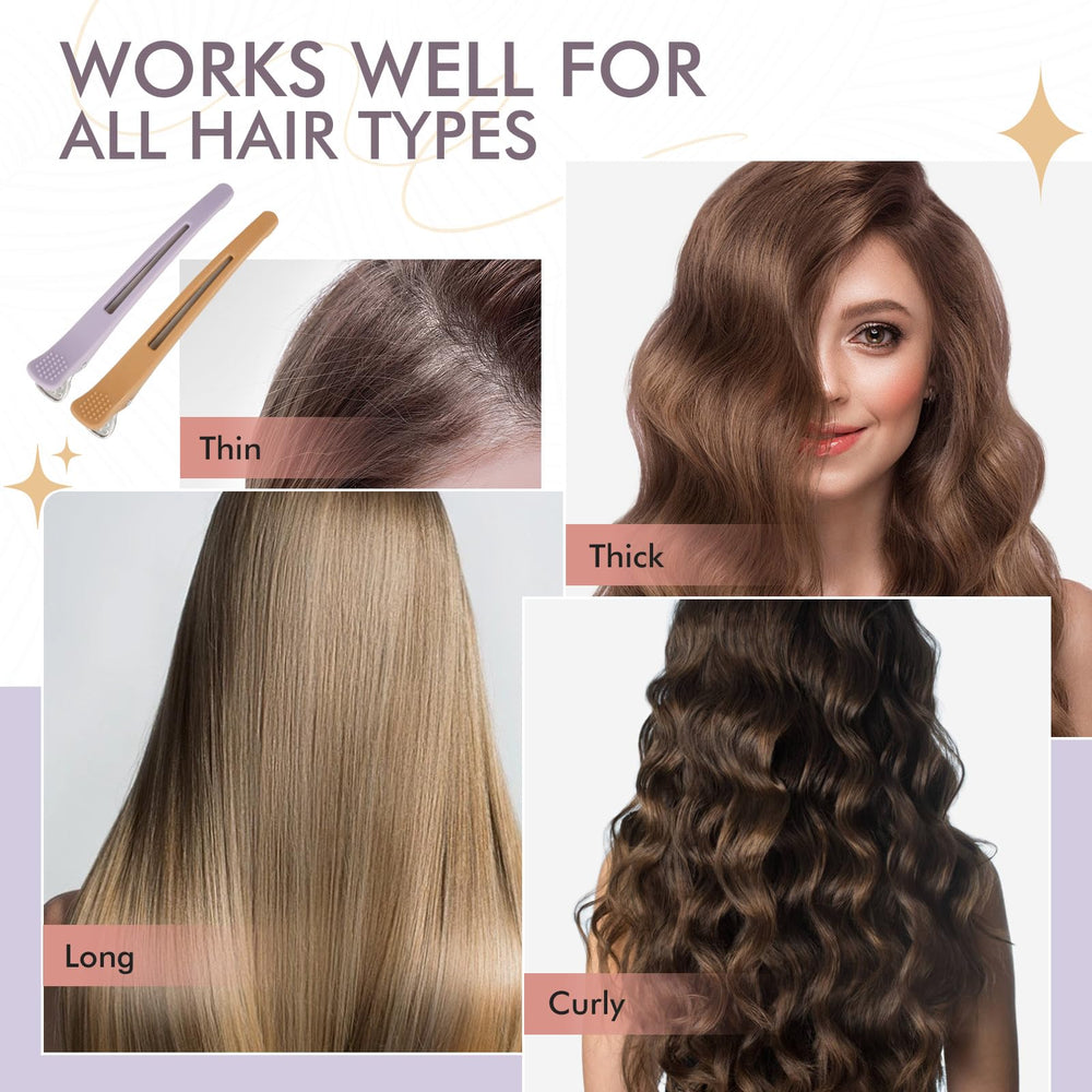 Medoca pinzas para cabello grueso y largo, sujeción estable durante secado y peinado.