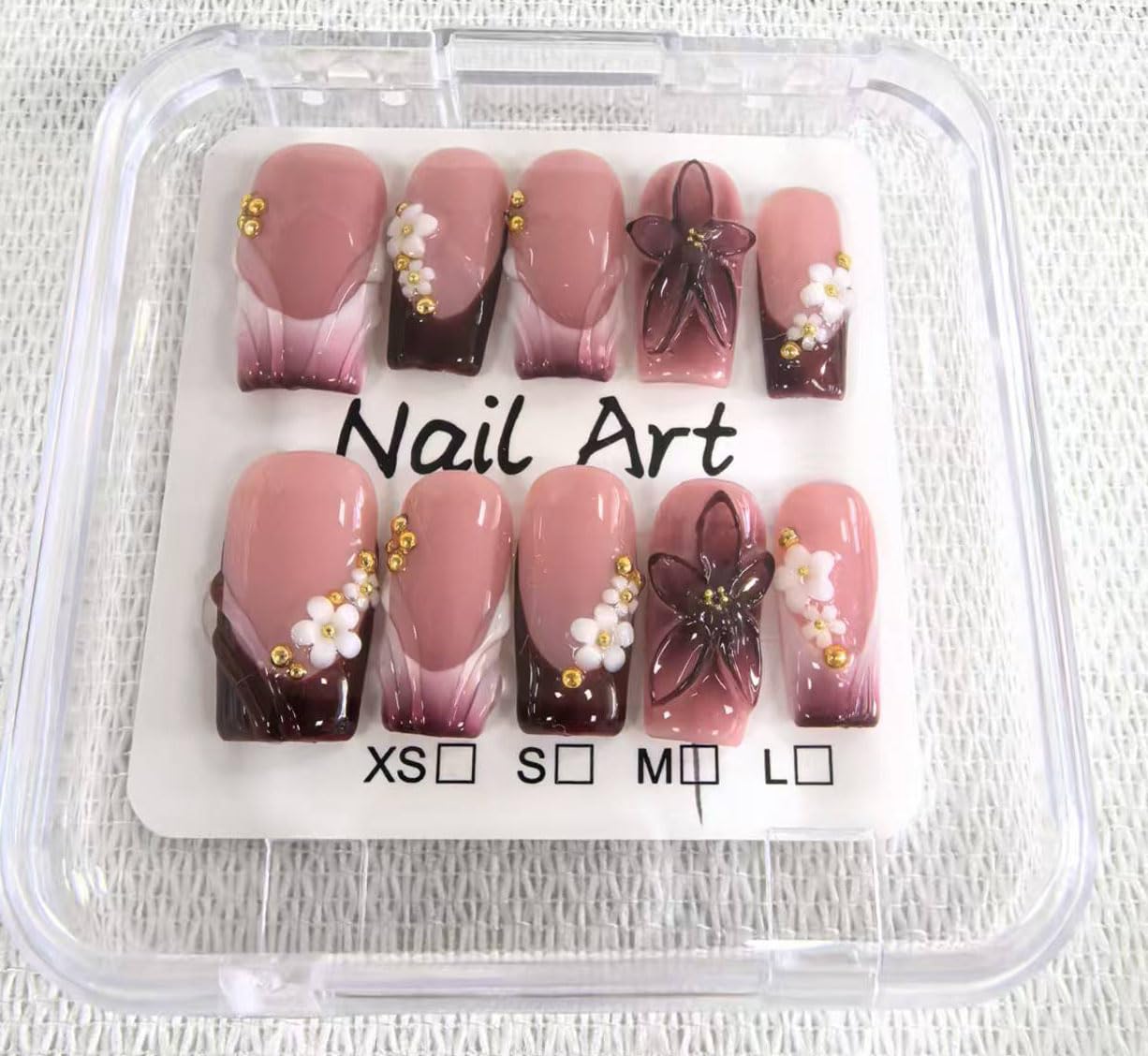 Meemooron Uñas Postizas Lujo Adorno Perla con Brillo Premium.