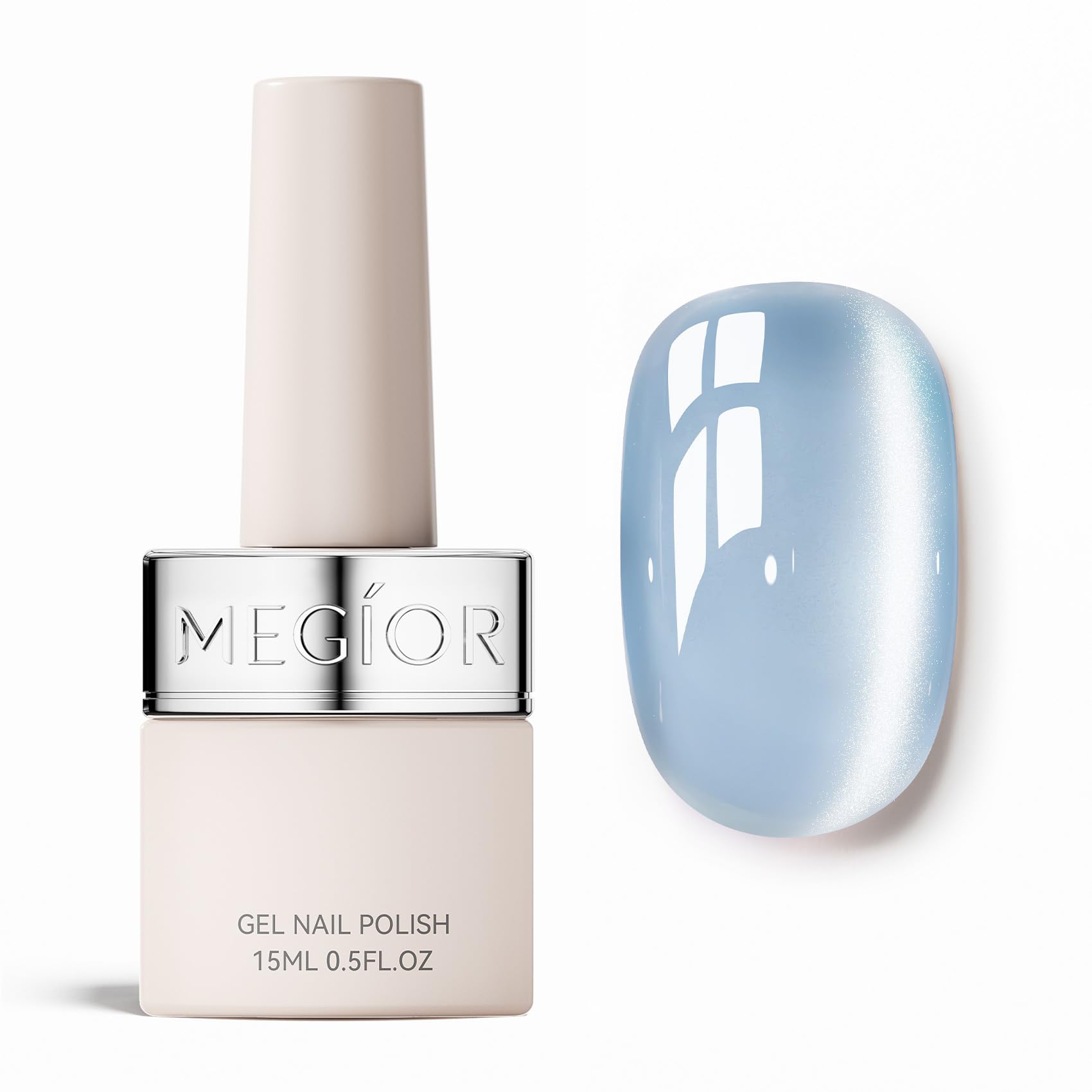 MEGIOR gel cat eye: botella de 0,5 oz para uñas con imán y brillo