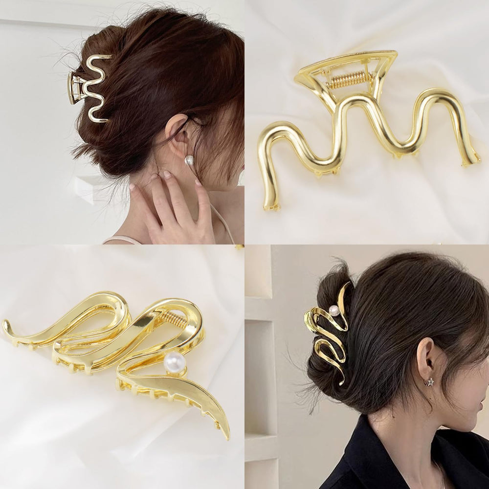 Pinza Mehayi de pelo grande en metal, ideal para cabello lacio o rizado