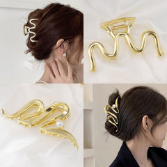 Pinza Mehayi de pelo grande en metal, ideal para cabello lacio o rizado