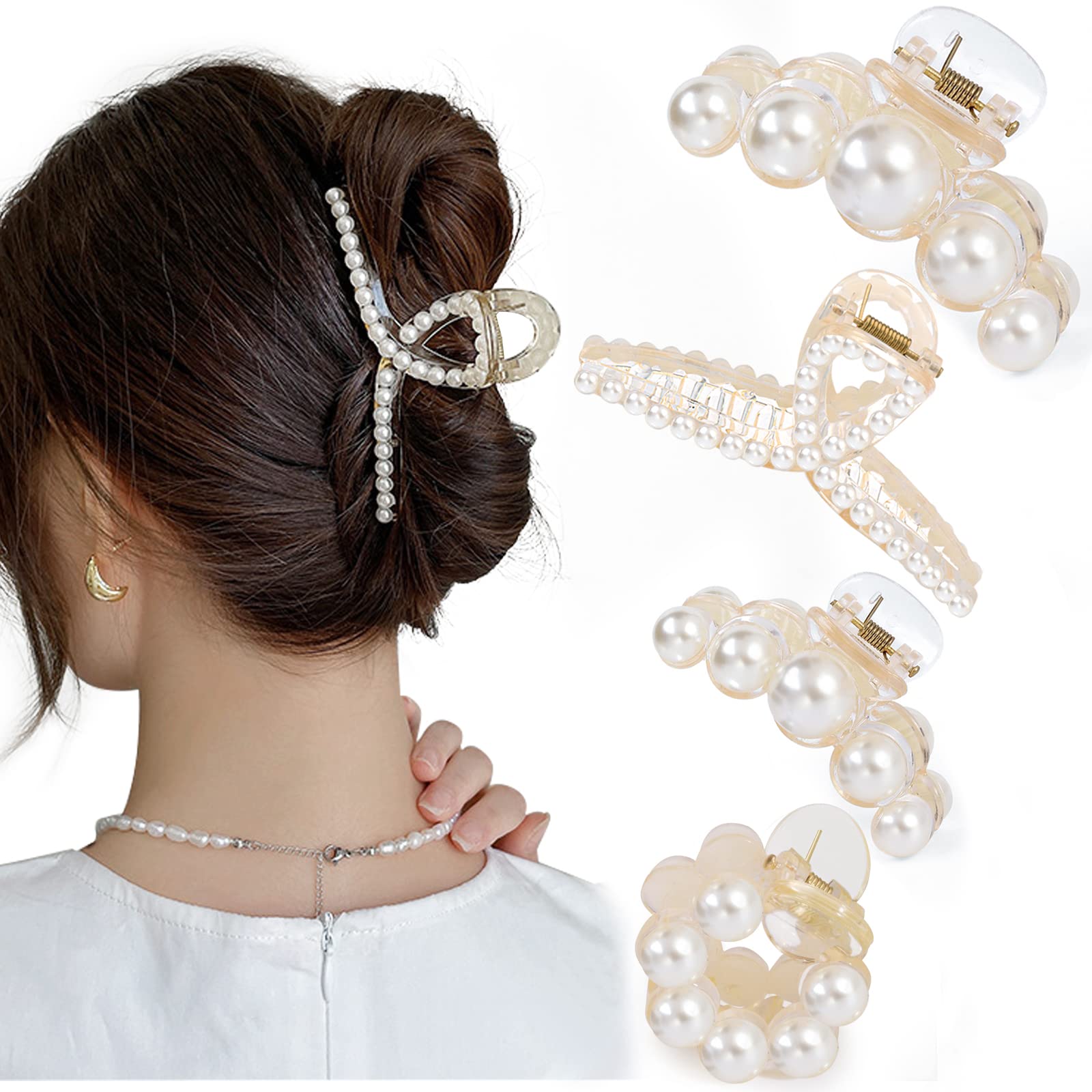 Mehayi pinza de pelo grande con perla, conjunto, añade elegancia al peinado