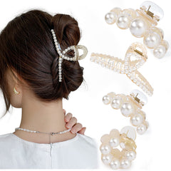 Mehayi pinza de pelo grande con perla, conjunto, añade elegancia al peinado
