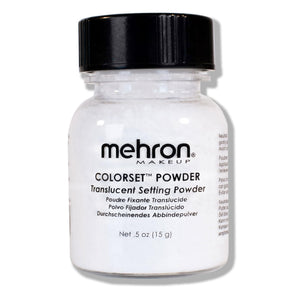 Mehron Colorset en envase, fijación profesional para maquillaje cremoso y efectos.