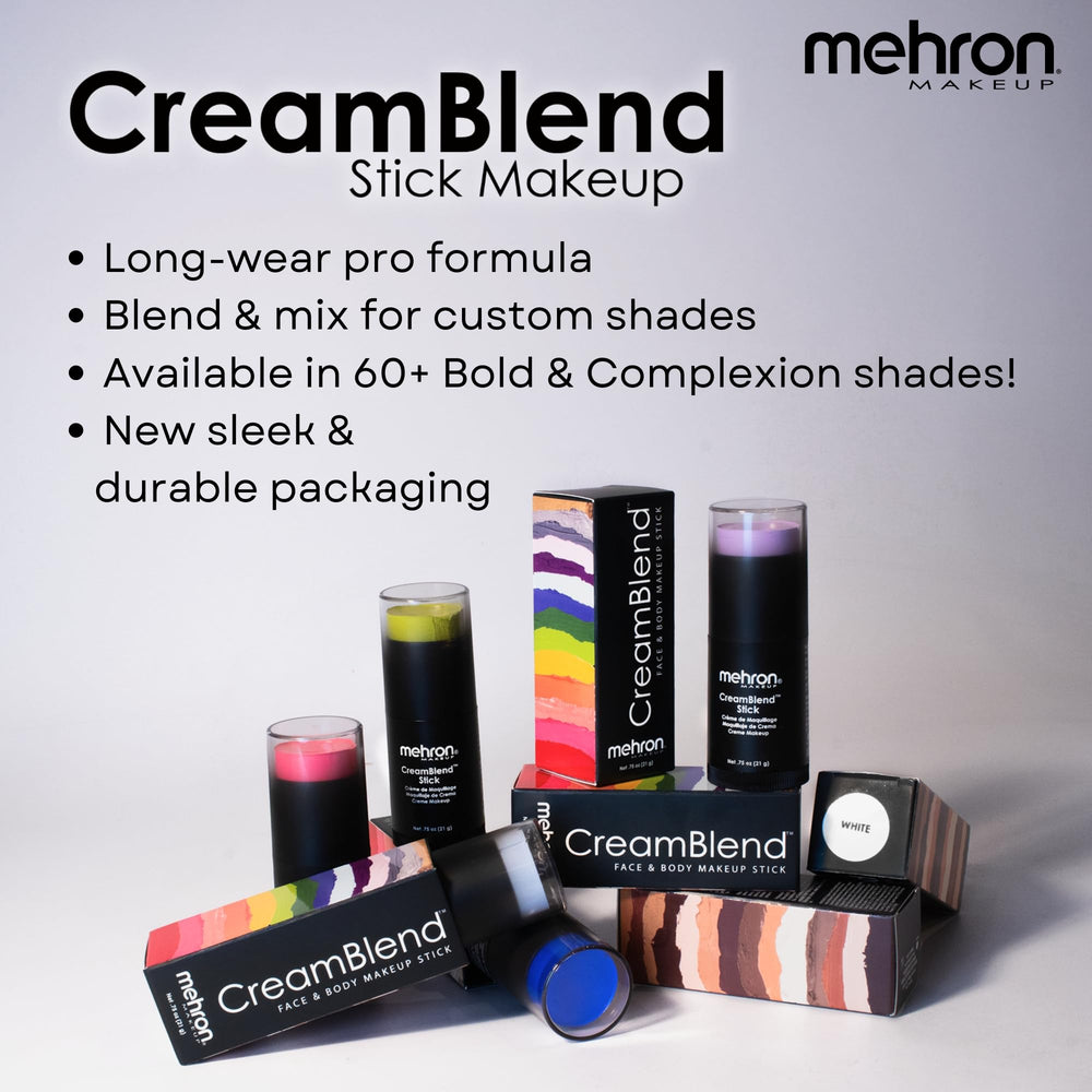 Mehron CreamBlend Stick cobertura total: ideal para cambios de look intensos.