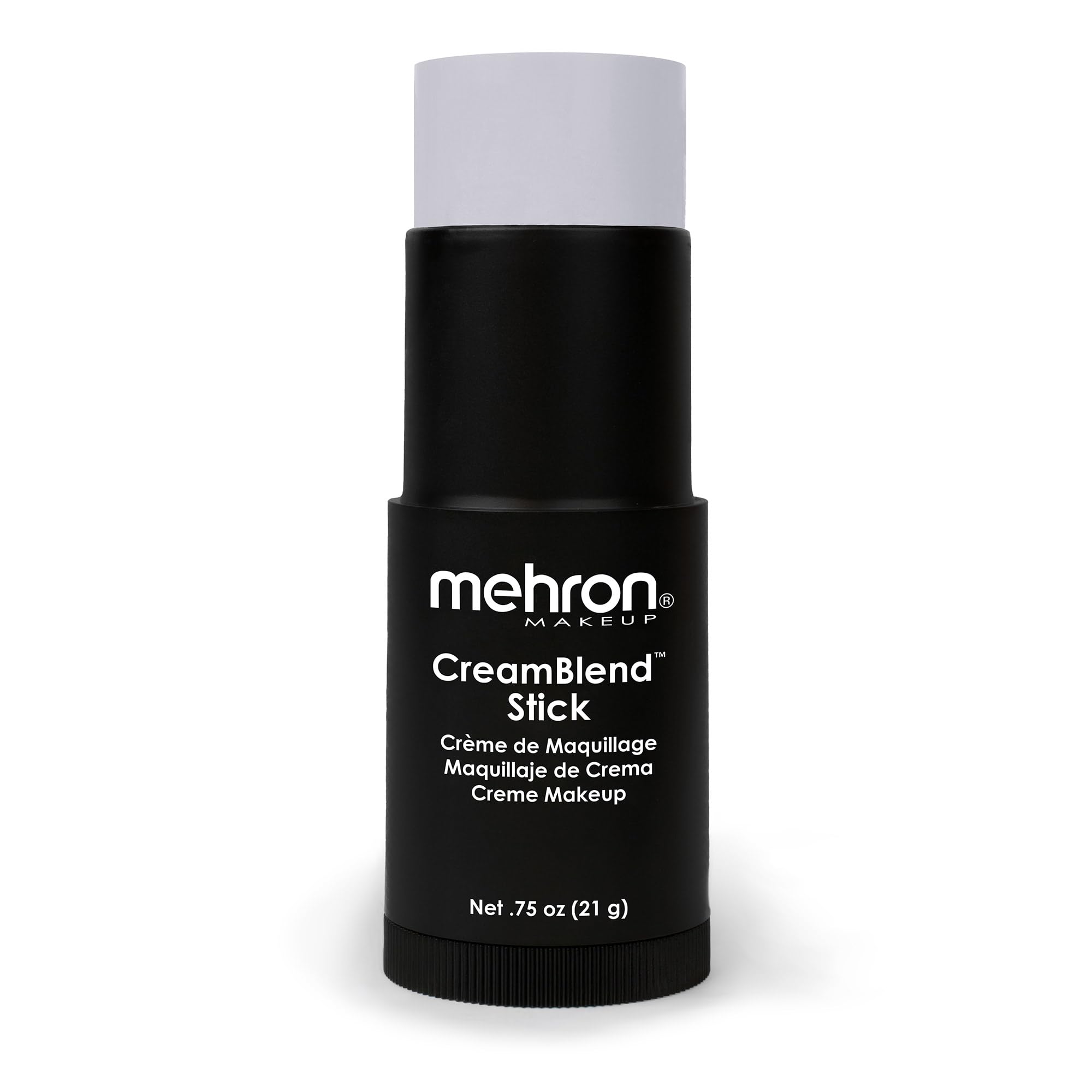 Mehron CreamBlend Stick luz gris frente: pigmentación alta para cobertura uniforme.