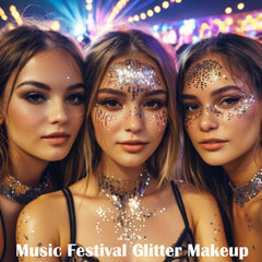 MEICOLY brillo cara plata lentejuelas, efecto arcoiris para maquillaje