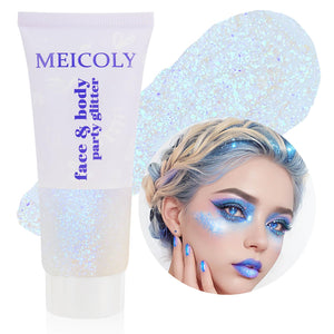 Meicoly brillo corporal azul estelar para fiestas y festivales