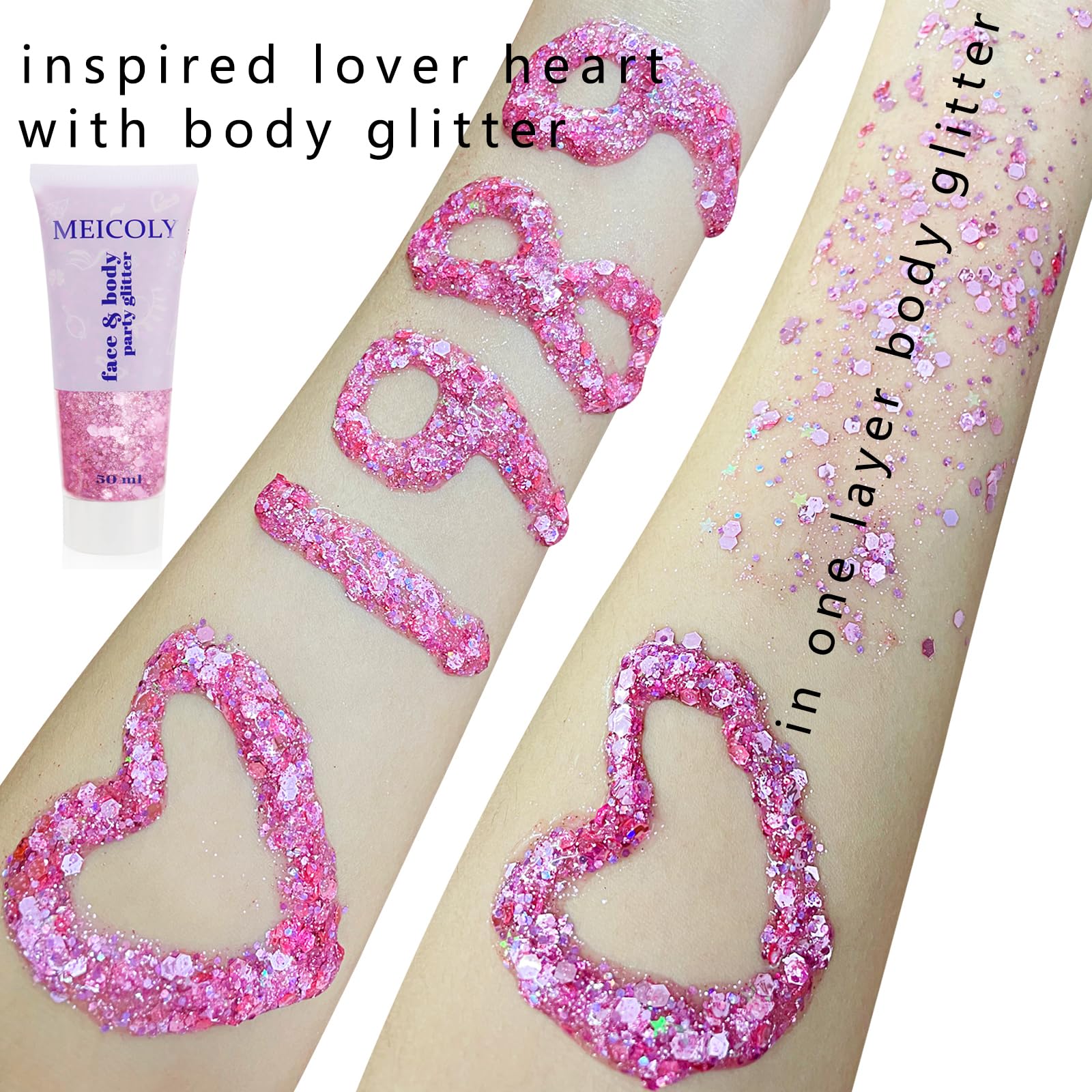 MEICOLY brillo labios rosa, toque glamoroso sin base pegajosa