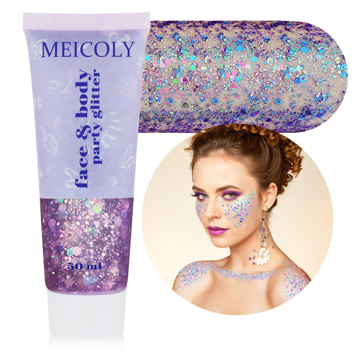 MEICOLY camaleón púrpura brillo gel: color cambiante y brillo visible