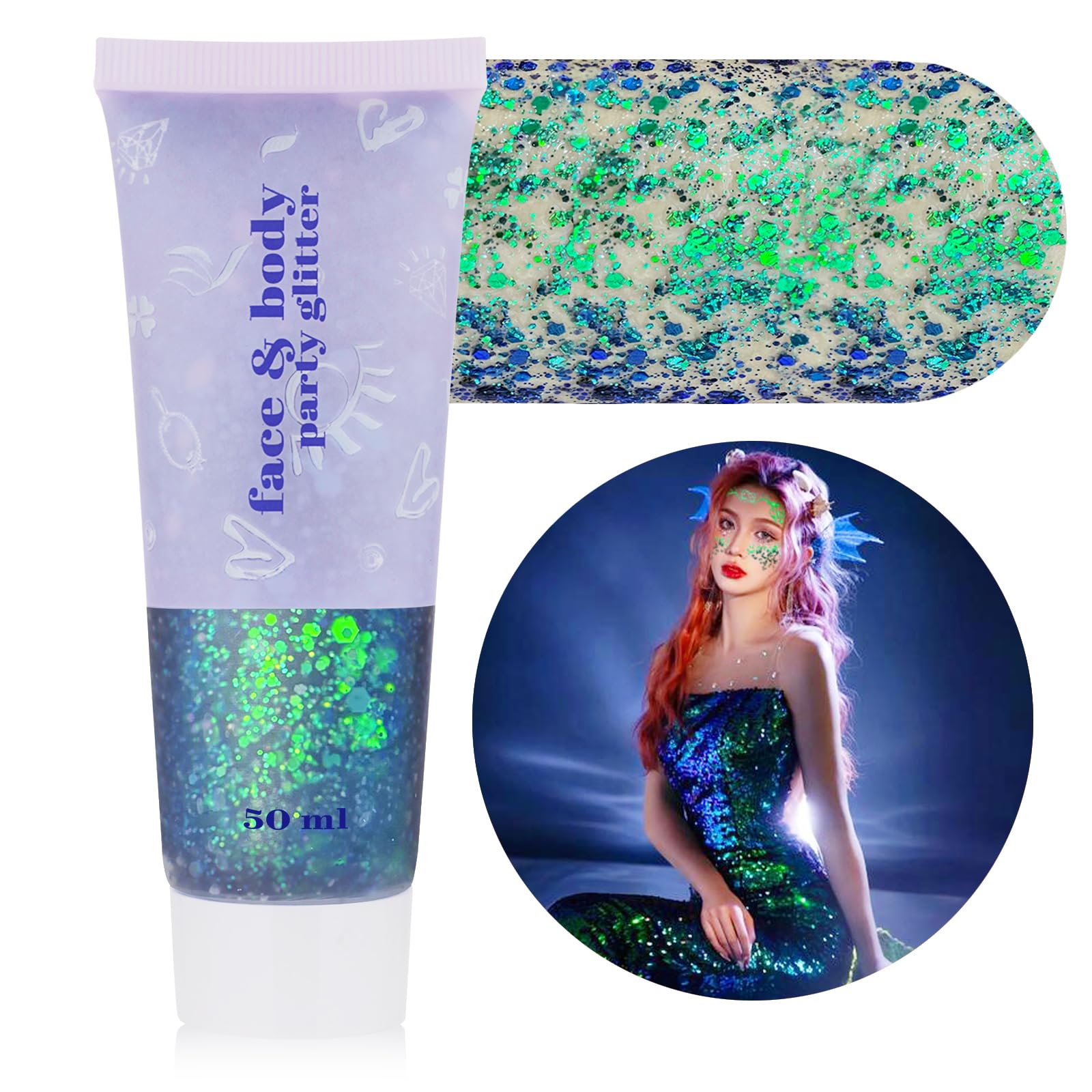 MEICOLY brillo camaleón verde para rostro y cuerpo, brillo intenso y cambio de color.