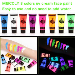 MEICOLY Glow morado neón para delinear ojos, brillo UV suave.